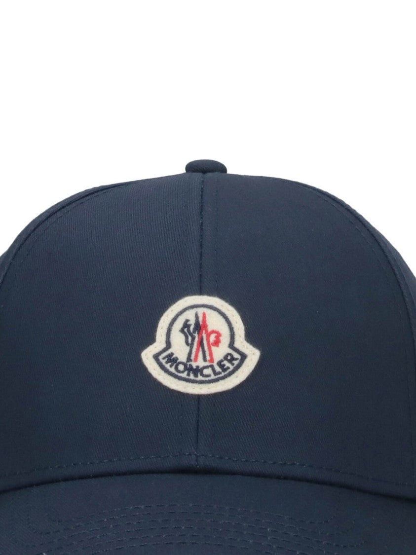 Moncler Navy Cotton Baseball Cap With Multicolor Logo Patch