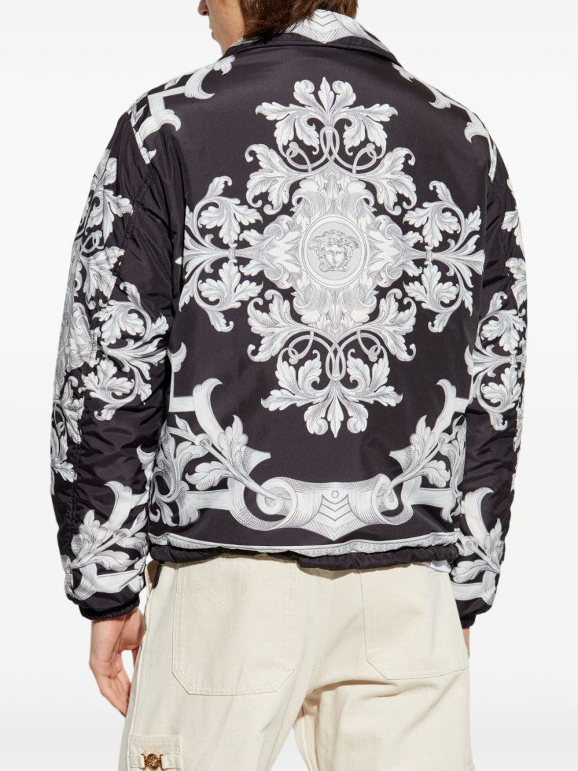 Versace Baroque Patterned Black And Silver Versace Jacket