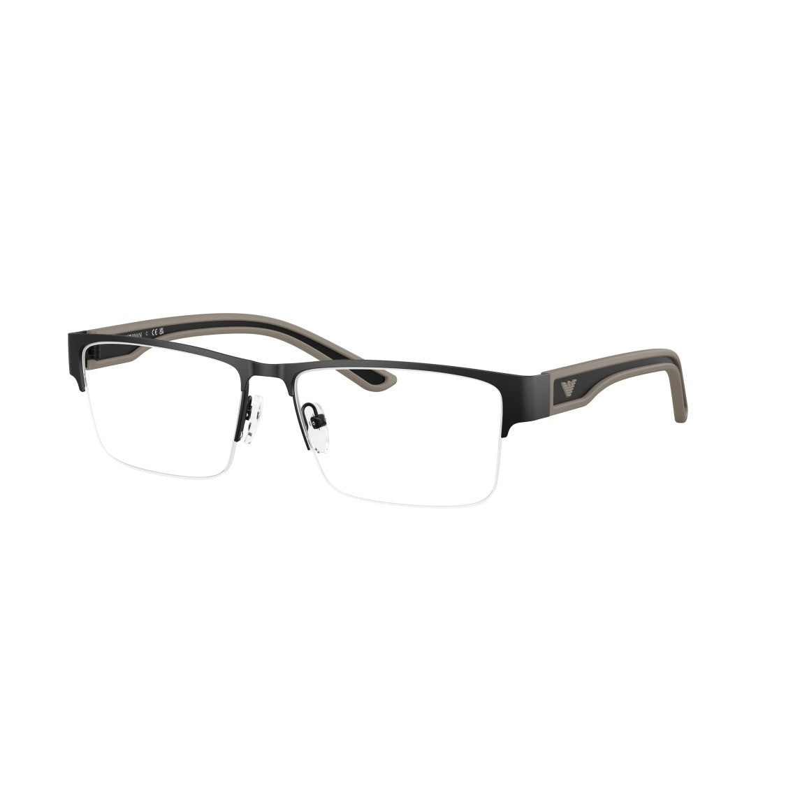 Emporio Armani 0Ea1182 Semi-Rimless Rectangular Eyeglasses With Black Frame