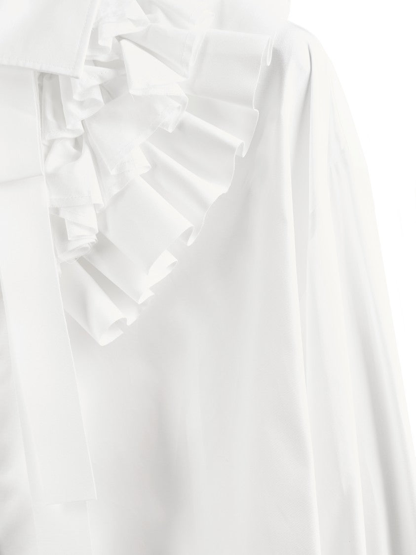 Msgm Ruffled White Shirt With Classic Collar