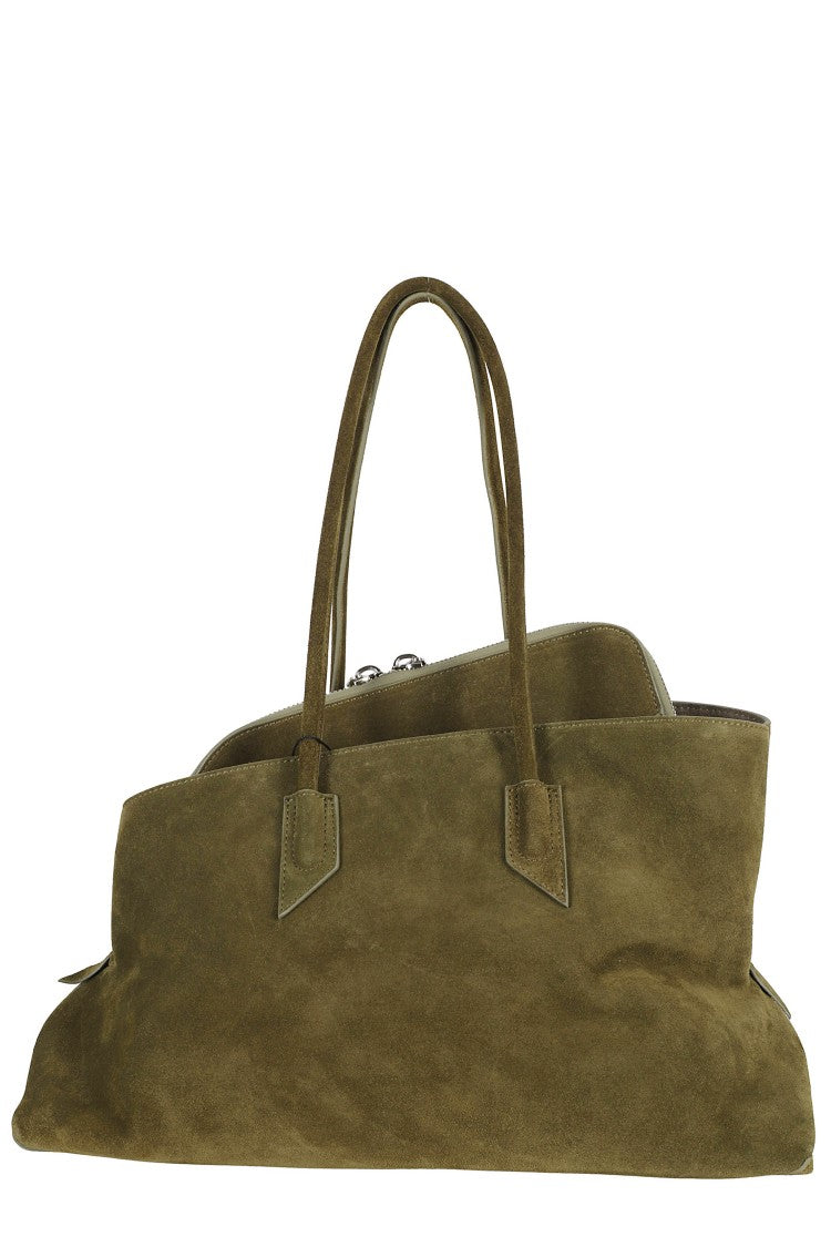 The Attico Khaki La Passeggiata Medium Suede Tote Bag