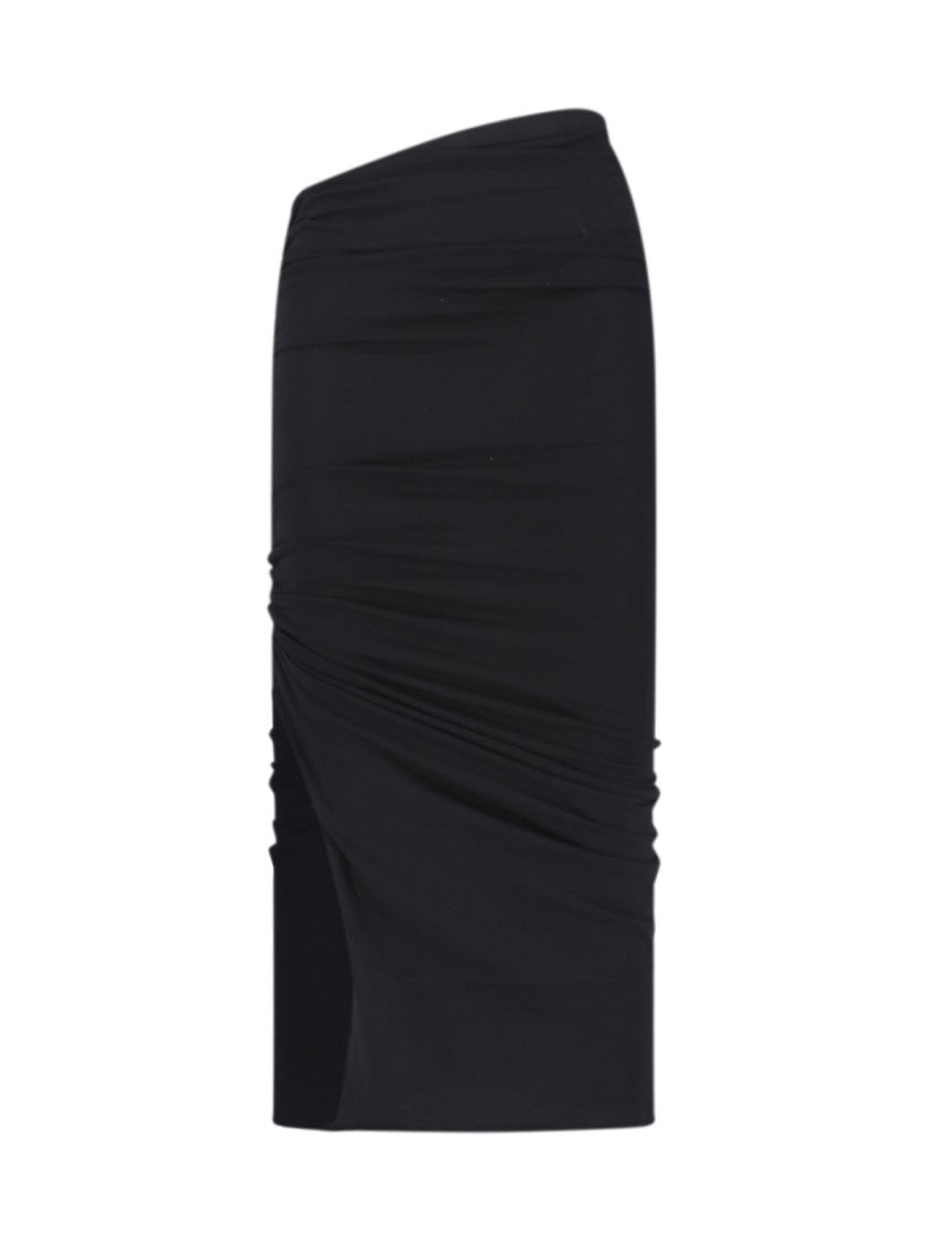Drkshdw By Rick Owens "Edfu" Draped Midi Skirt – Black