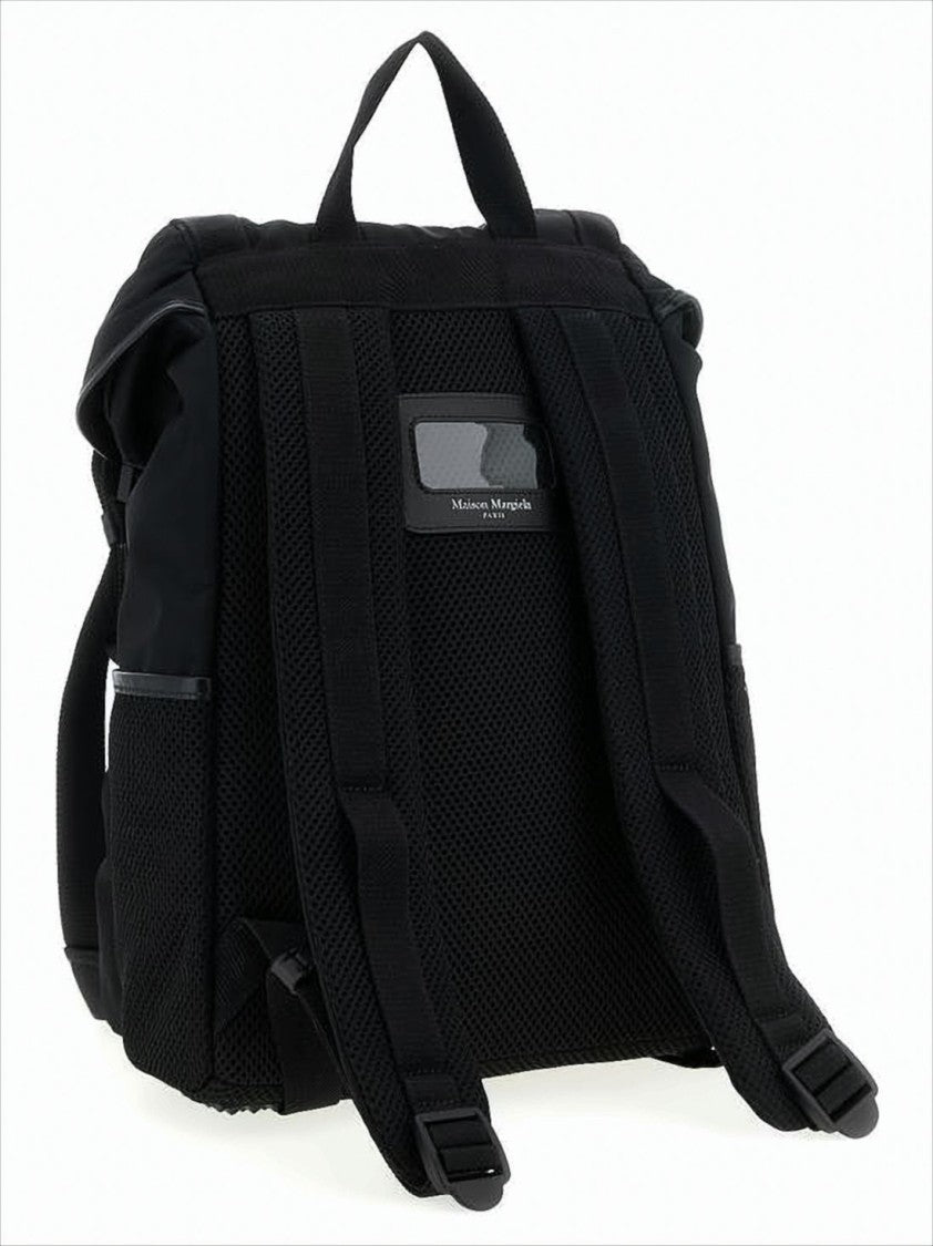 Maison Margiela Functional Black Backpack With Adjustable Closure