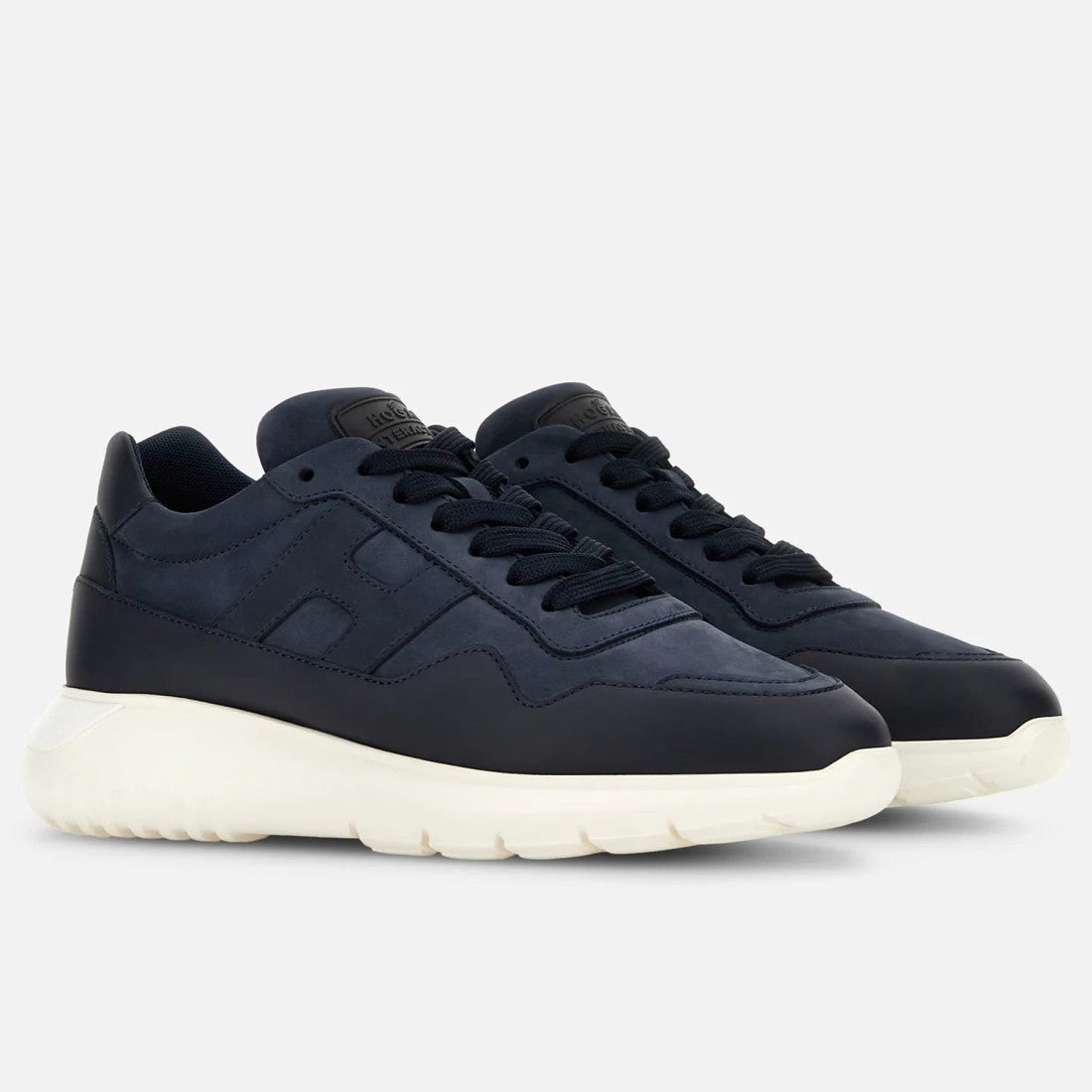 Hogan Blue Leather Low-Top Sneakers With Textured Sole