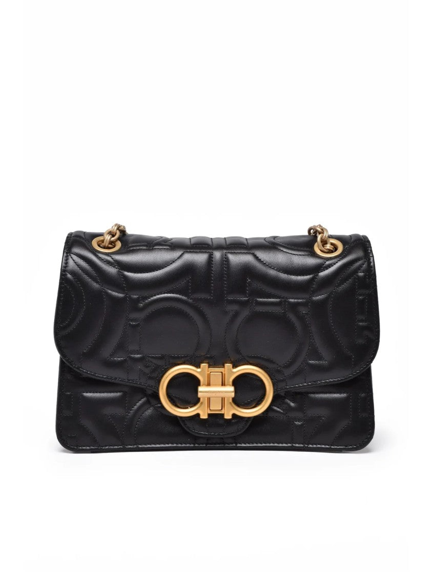 Salvatore Ferragamo Black Leather Quilted Shoulder Bag