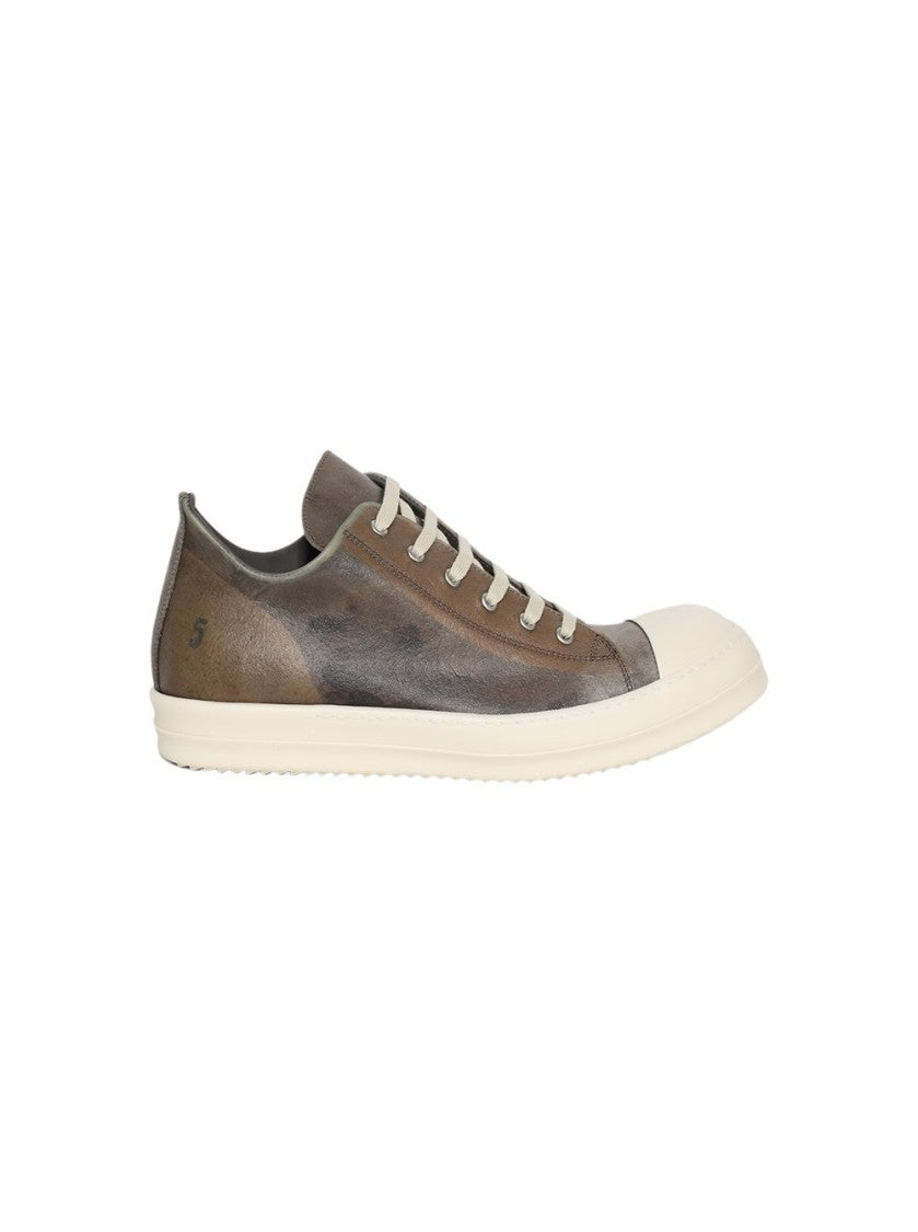 Rick Owens Hollywood Leather Low Sneakers Dust And Milk