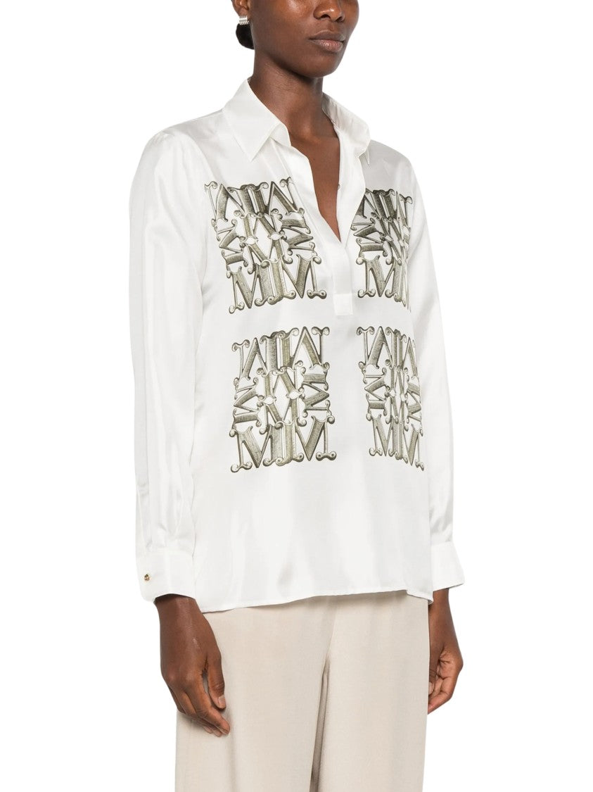 Max Mara Mxmfiltro Metallic Graphic Long-Sleeved Shirt