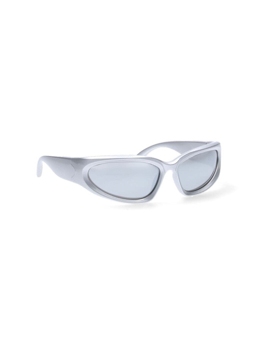 Balenciaga "Swift Oval" Sunglasses – Silver Nylon
