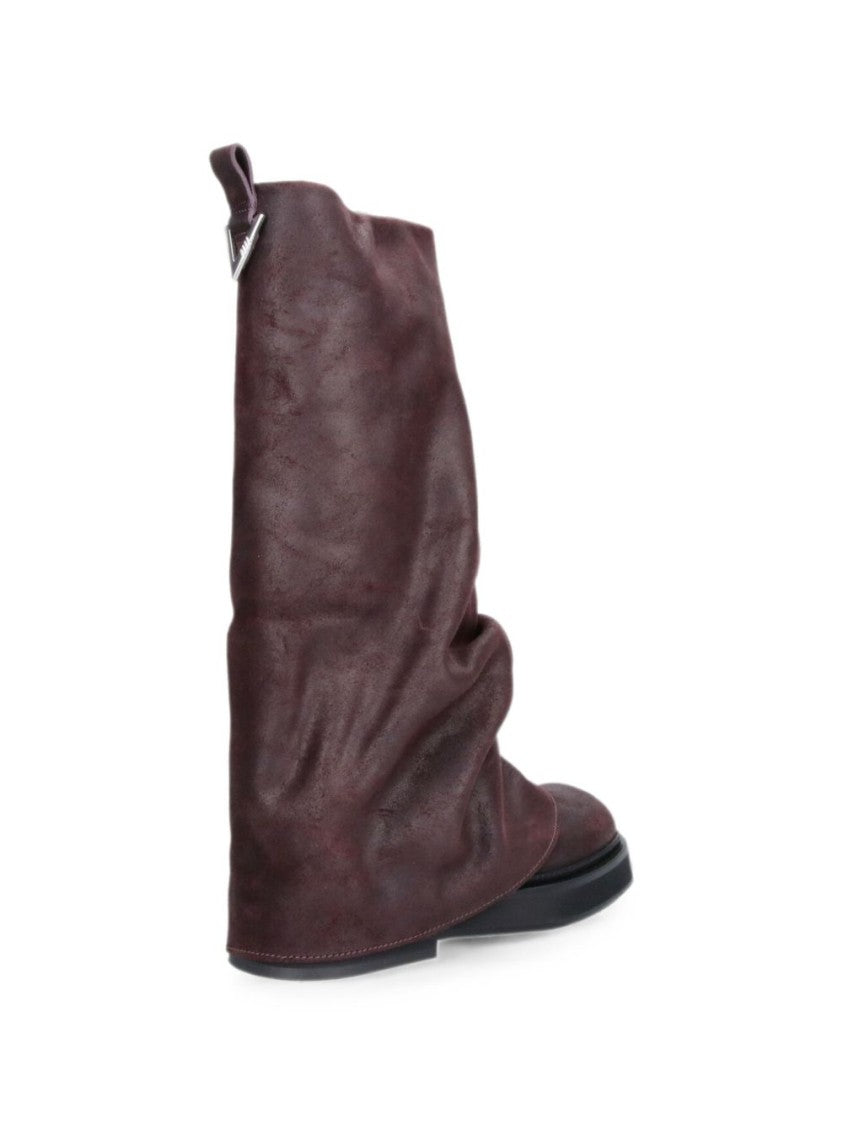 The Attico Burgundy Slouchy Calf Leather Back-Zip Boots