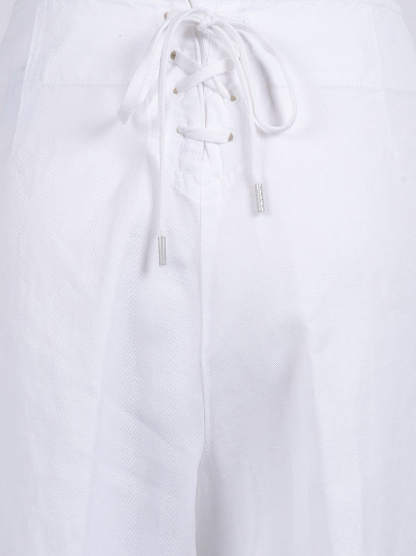 Aspesi Cotton Linen Lace Up Straight-Leg Pants