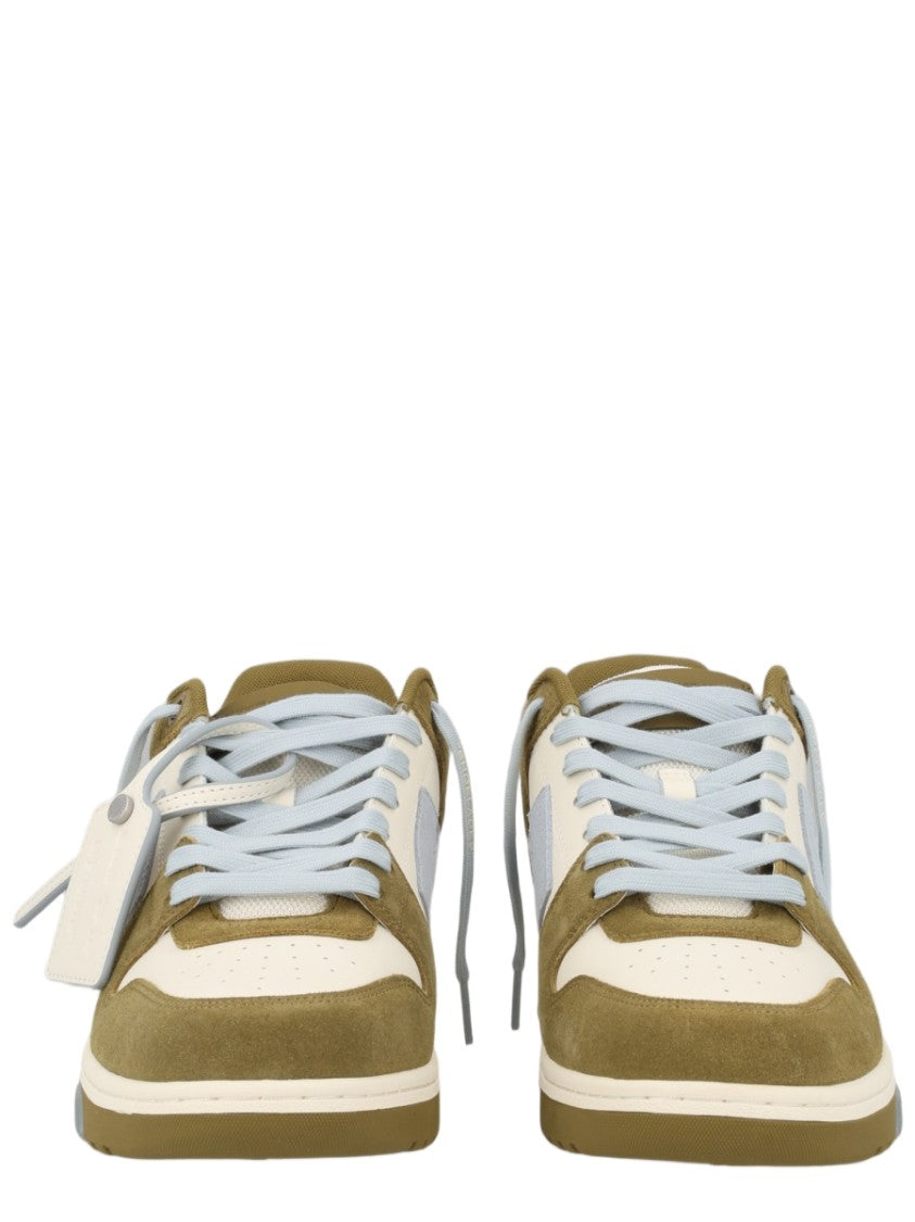 Off-White Multicolour Olive Green Leather Panels Low-Top Sneakers