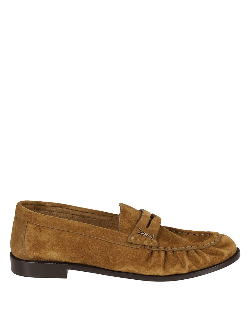 Saint Laurent Moccasin-Style Brown Calf Leather Flat Shoes