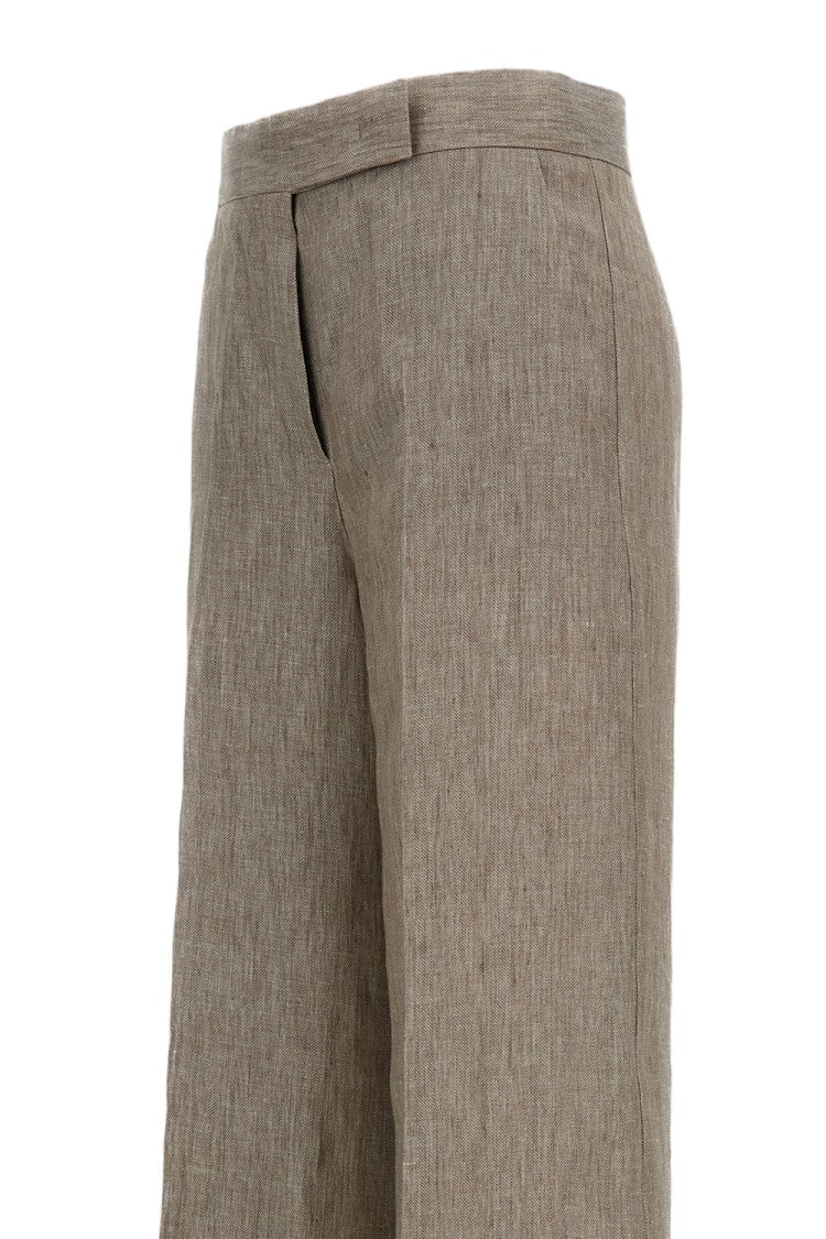 Max Mara Beige Deserto Linen Palazzo Trousers