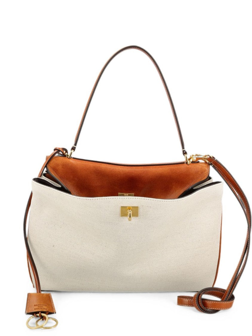 Balenciaga Rectangular Structured Handbag With Leather Trim