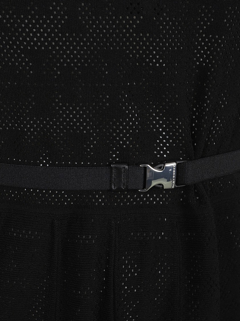 Tory Burch Black Knit Pleated Traforato Dress