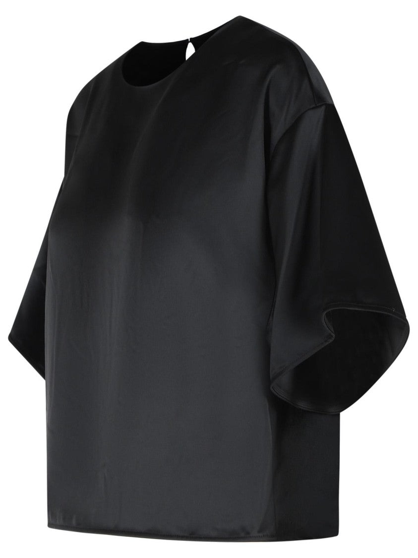 Simkhai Loose Fit Black Acetate Blend Top With Crew Neckline