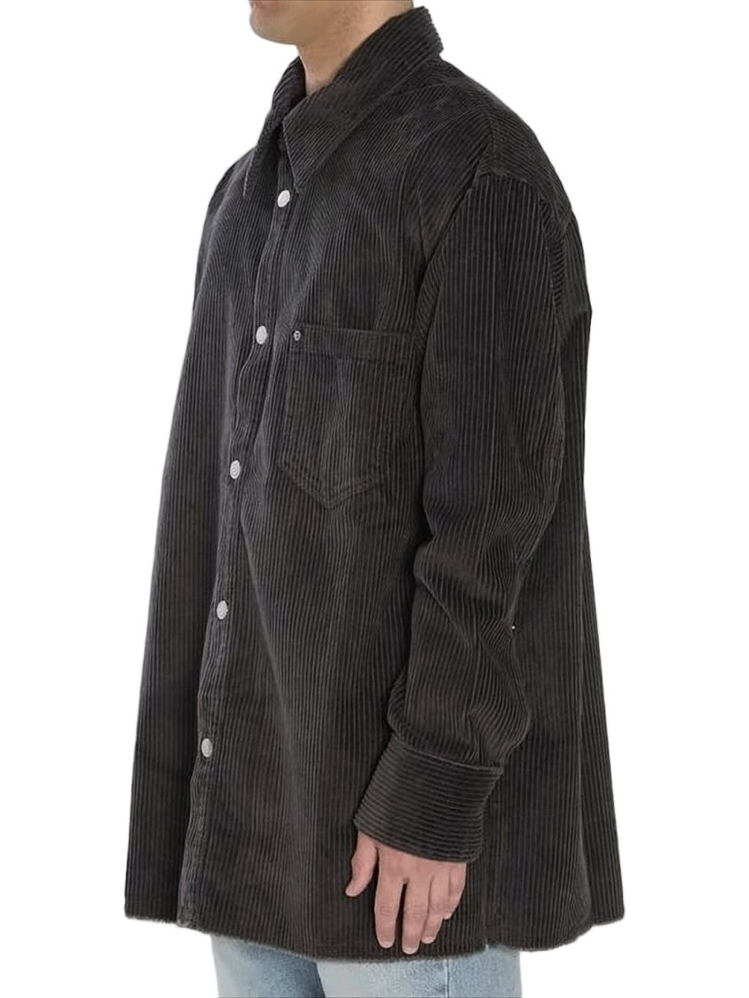 Ami Paris Corduroy Velvet Oversized Side-Slit Shirt