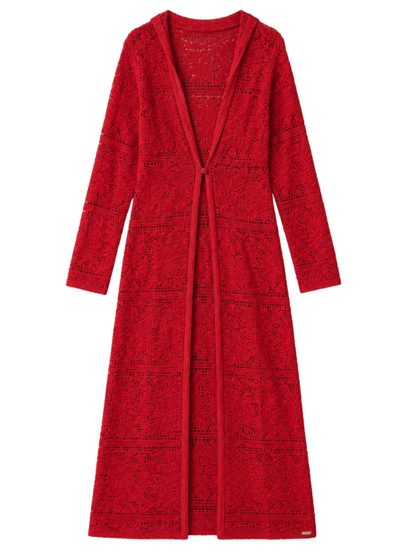 Blugirl Open-Knit Long V-Neck Cardigan
