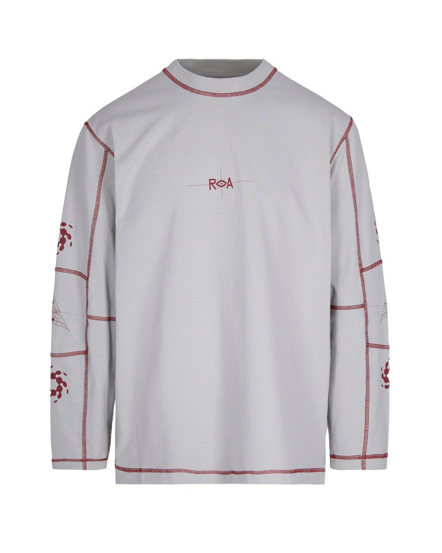 Roa Light Grey Info Stitch Organic Long-Sleeved T-Shirt