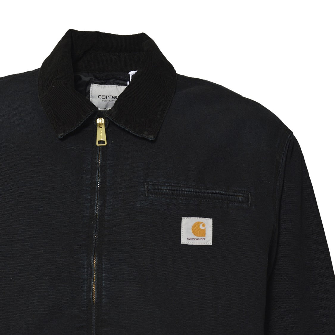 Carhartt Wip Classic Black Jacket With Gold-Tone Zipper And Adjustable Details