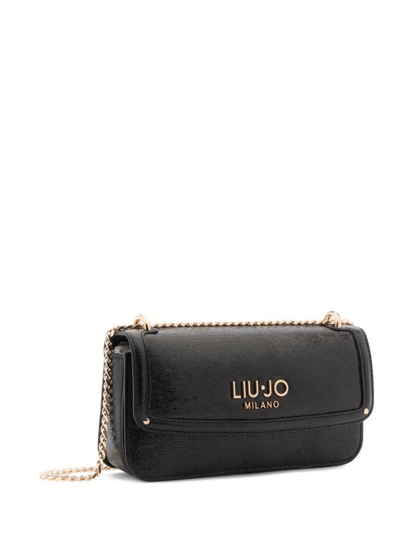 Liu Jo Black Lizard Effect Chain Shoulder Bag