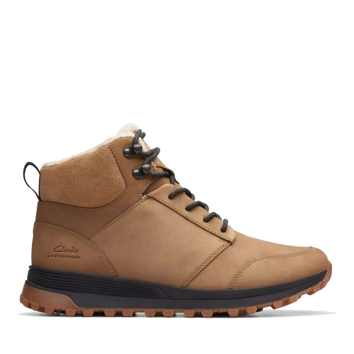 Clarks Trek Up Brown Nubuck Suede Collar Wedge Boots