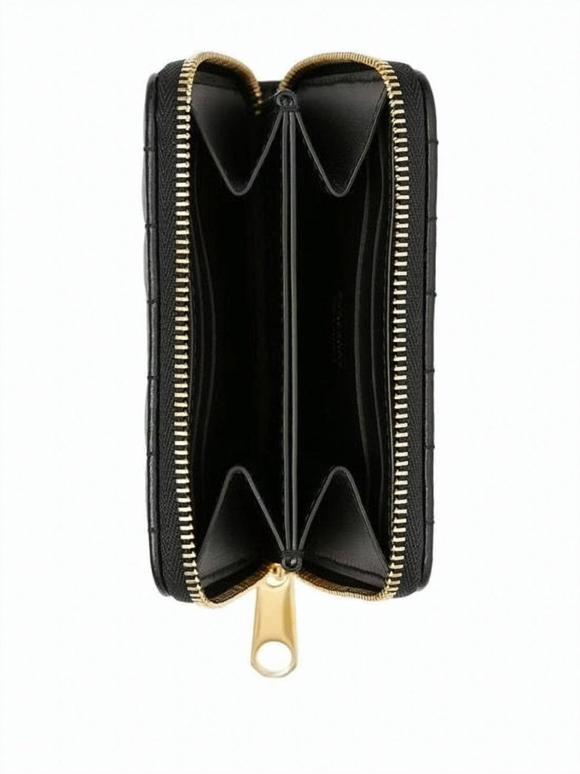Burberry Quilted Leather Zip-Around Wallet With Gold Emblem