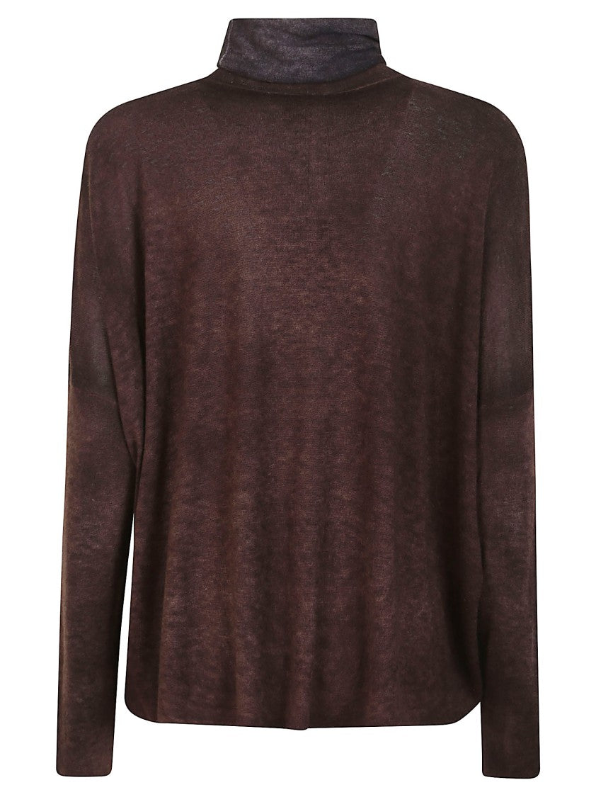 Avant Toi Hand-Painted English Rib Turtleneck With Asymmetrical Hem