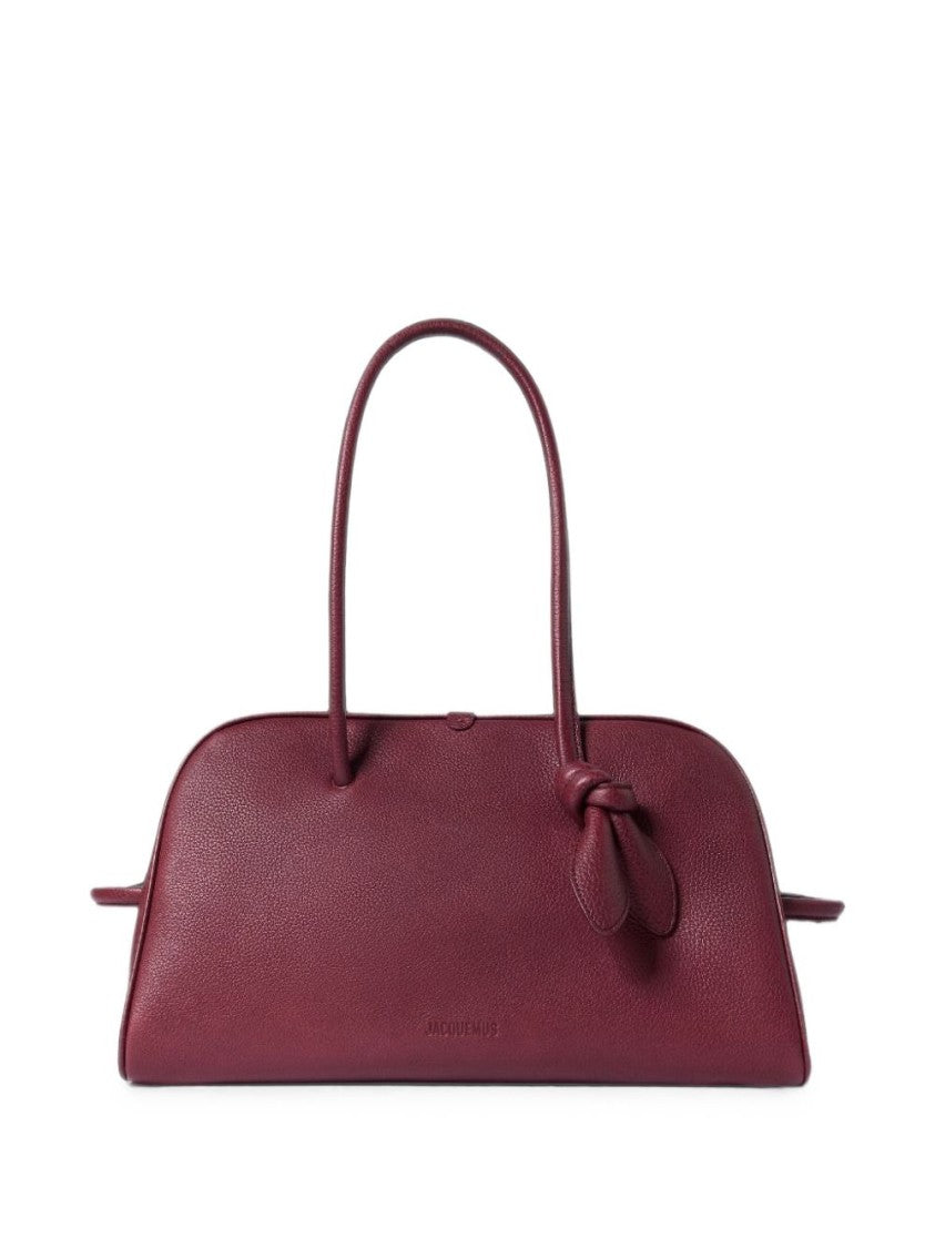 Jacquemus Burgundy Silk And Nylon Handbag With Knot Detail