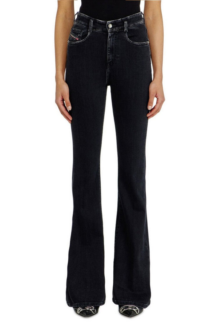 Diesel Black Black-Wash Cotton-Blend Flared Jeans