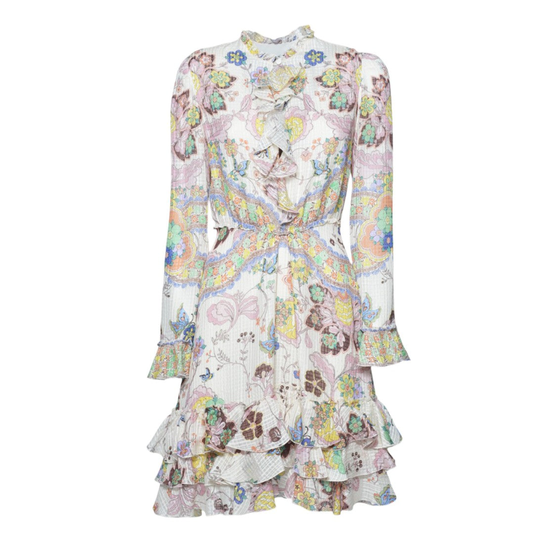 Etro Short Pink Silk Dress Floral Print