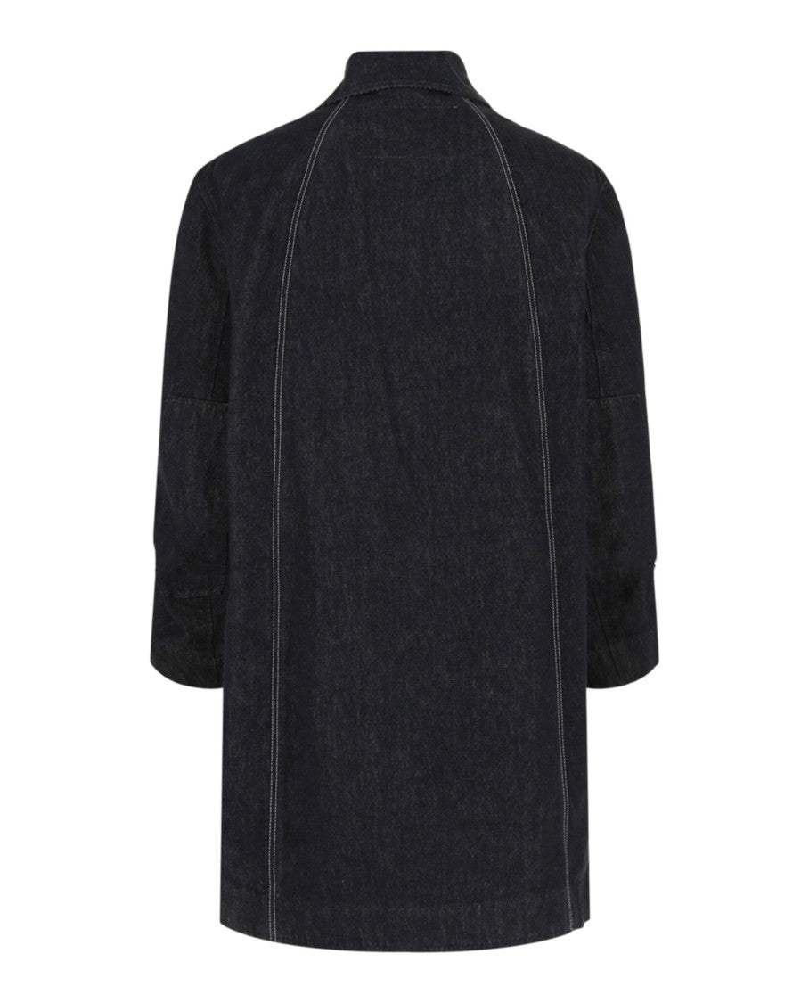 Ferragamo Dark Wash Denim Jacket With Button Closure