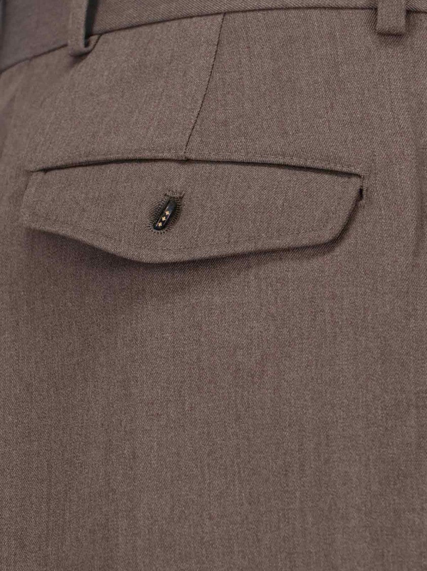 Tonywack High-Waisted Brown Wide-Leg Trousers With Front Pleats