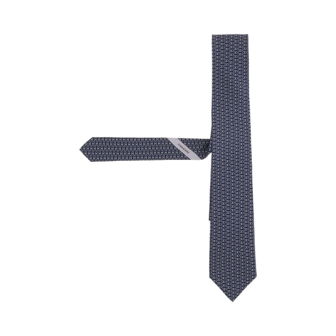 Salvatore Ferragamo Navy Patterned Silk Tie