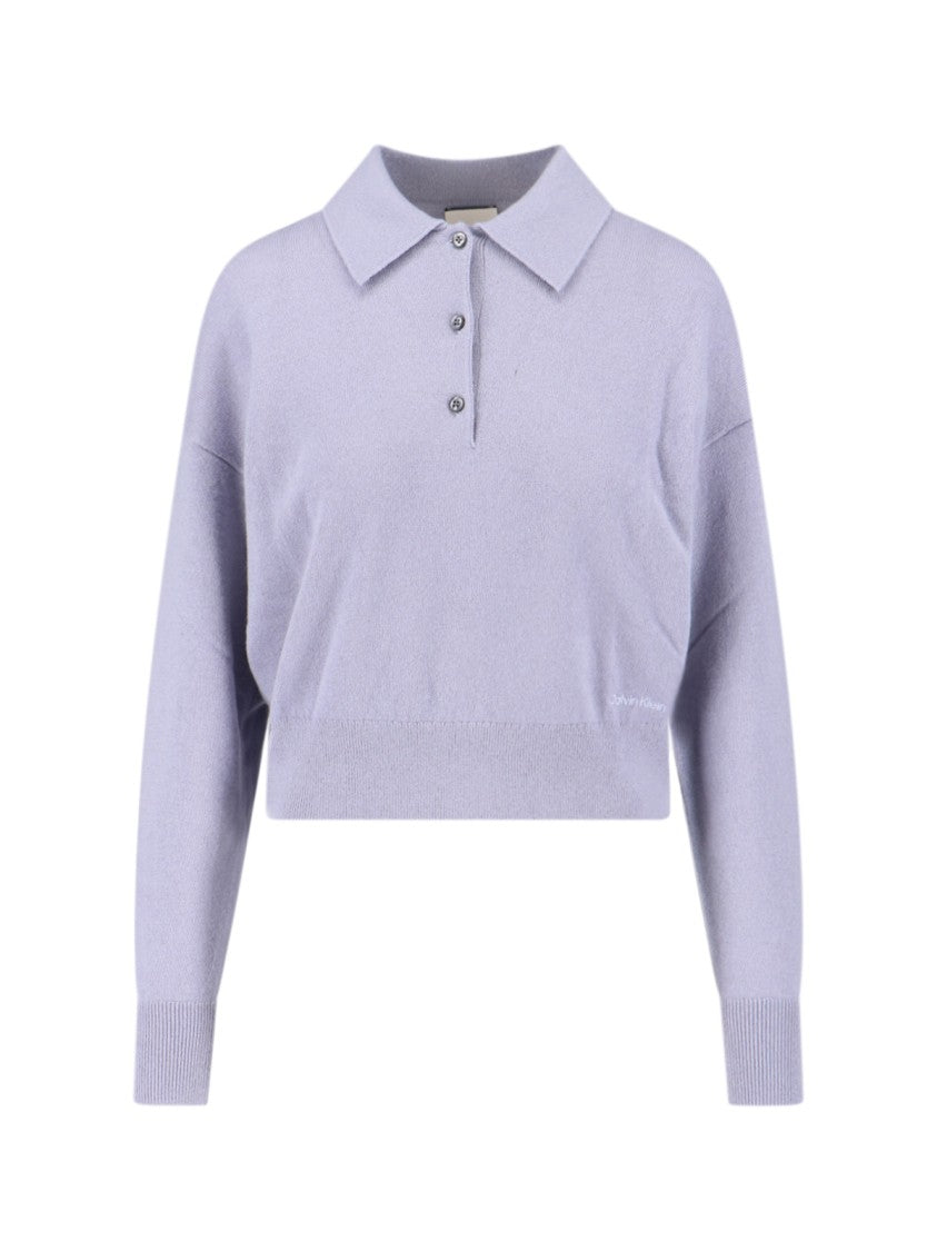 Calvin Klein Cashmere Polo Shirt – Purple
