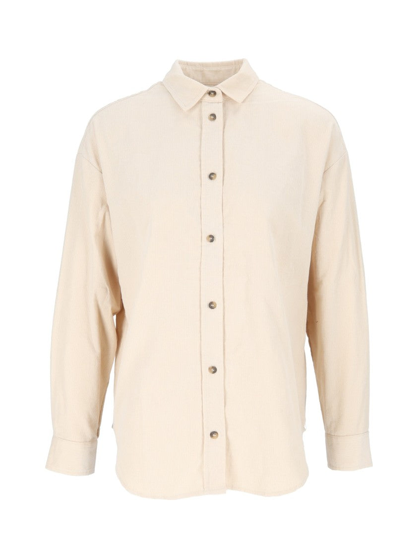 Mc2 Saint Barth Cream Gigy Embroidered Corduroy Long-Sleeve Shirt