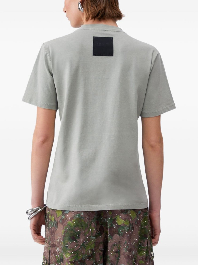 Liu Jo Light Grey Embellished Back Patch T-Shirt