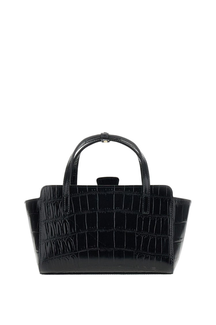 Hidesins Black Flap S Croc-Effect Leather Shoulder Bag