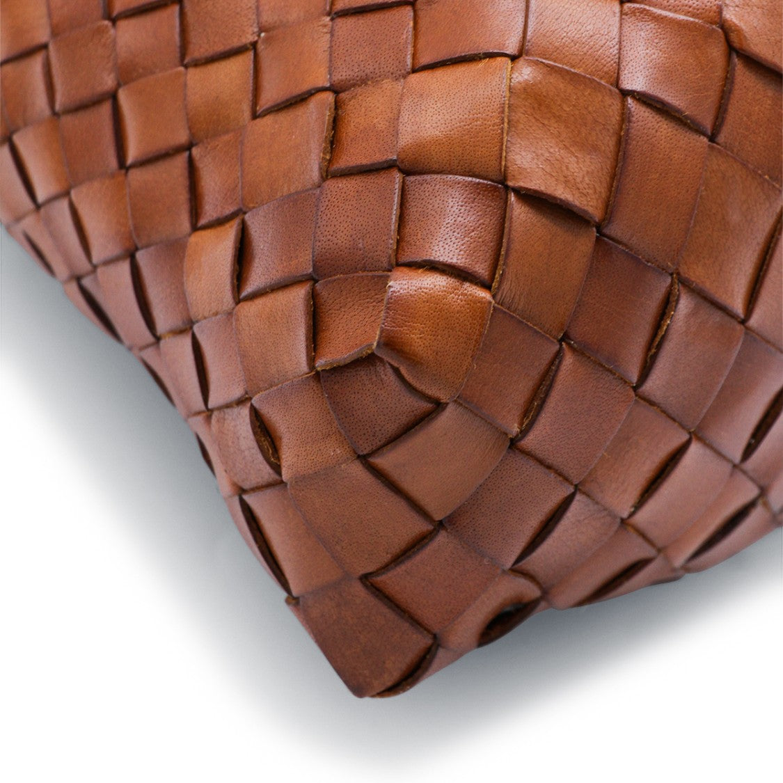 Dragon Diffusion Tan Leather Shoulder Bag With Knitted Construction