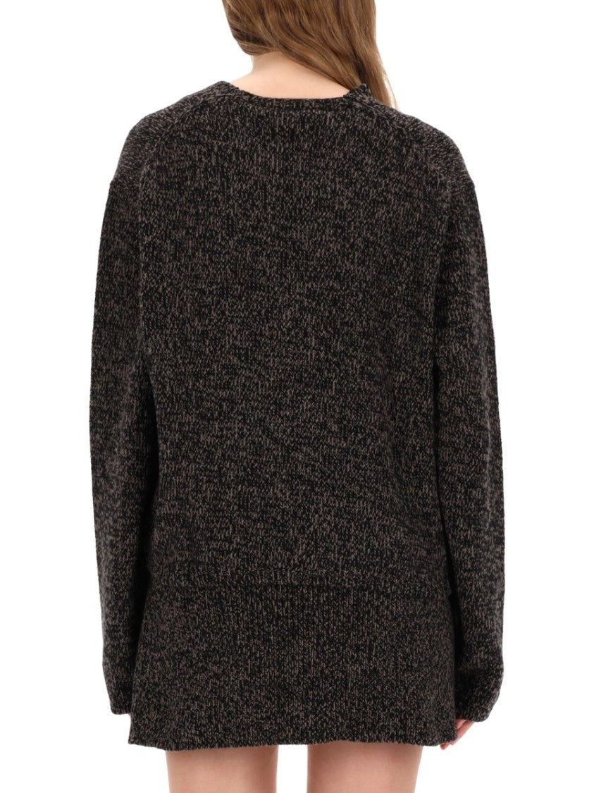 Our Legacy Marled Brown Sweater With V-Neck And Button-Down Front
