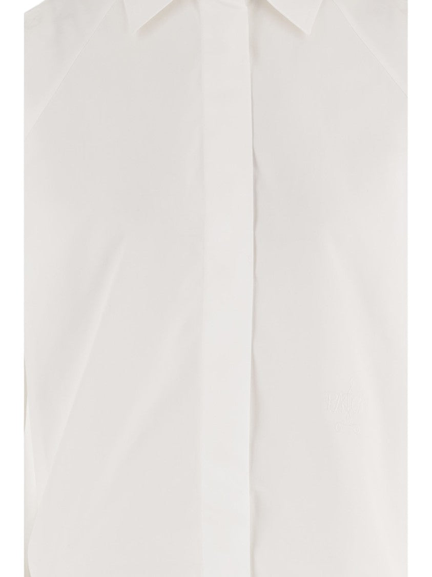 Patou White Tied-Sleeve Organic Cotton Blouse