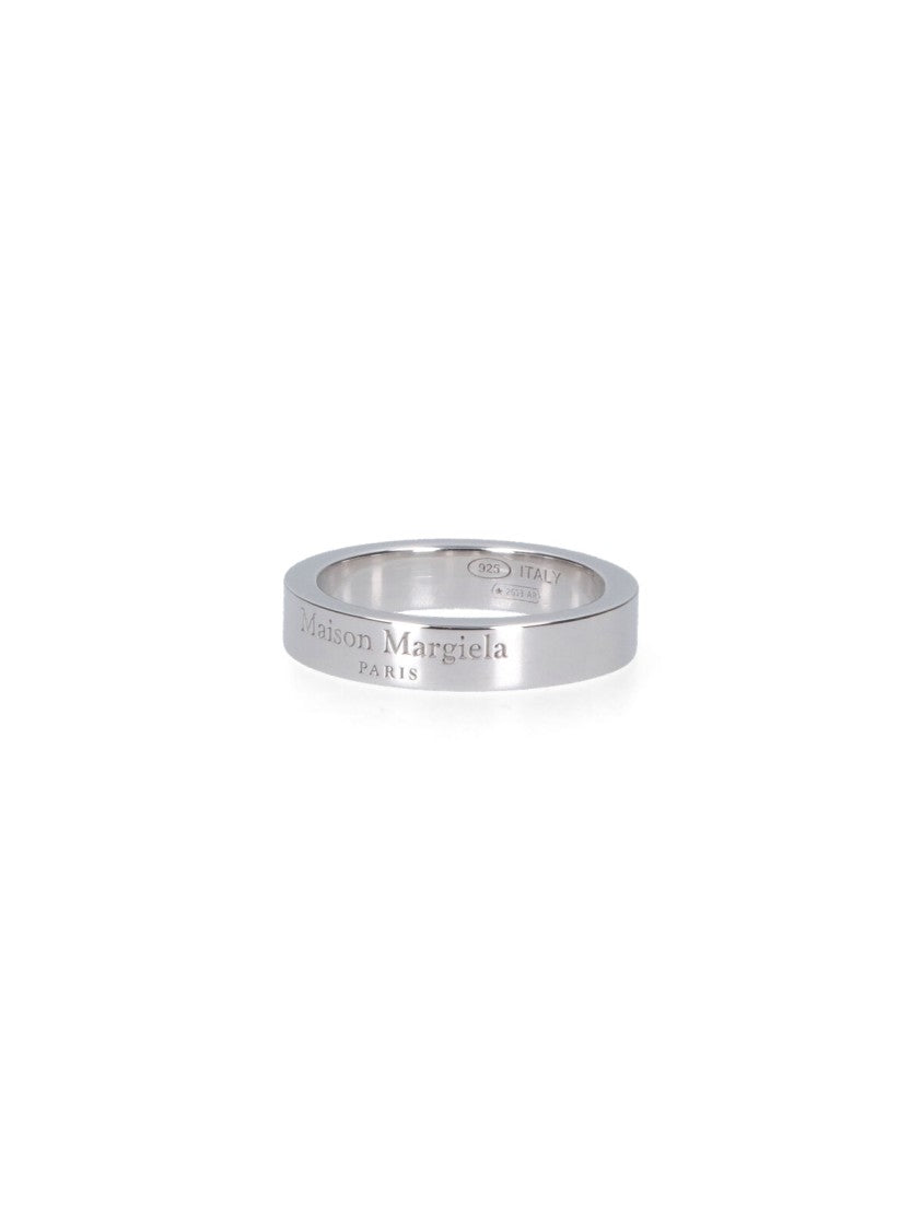 Maison Margiela Circular Silver Logo Ring With Subtle Embossing