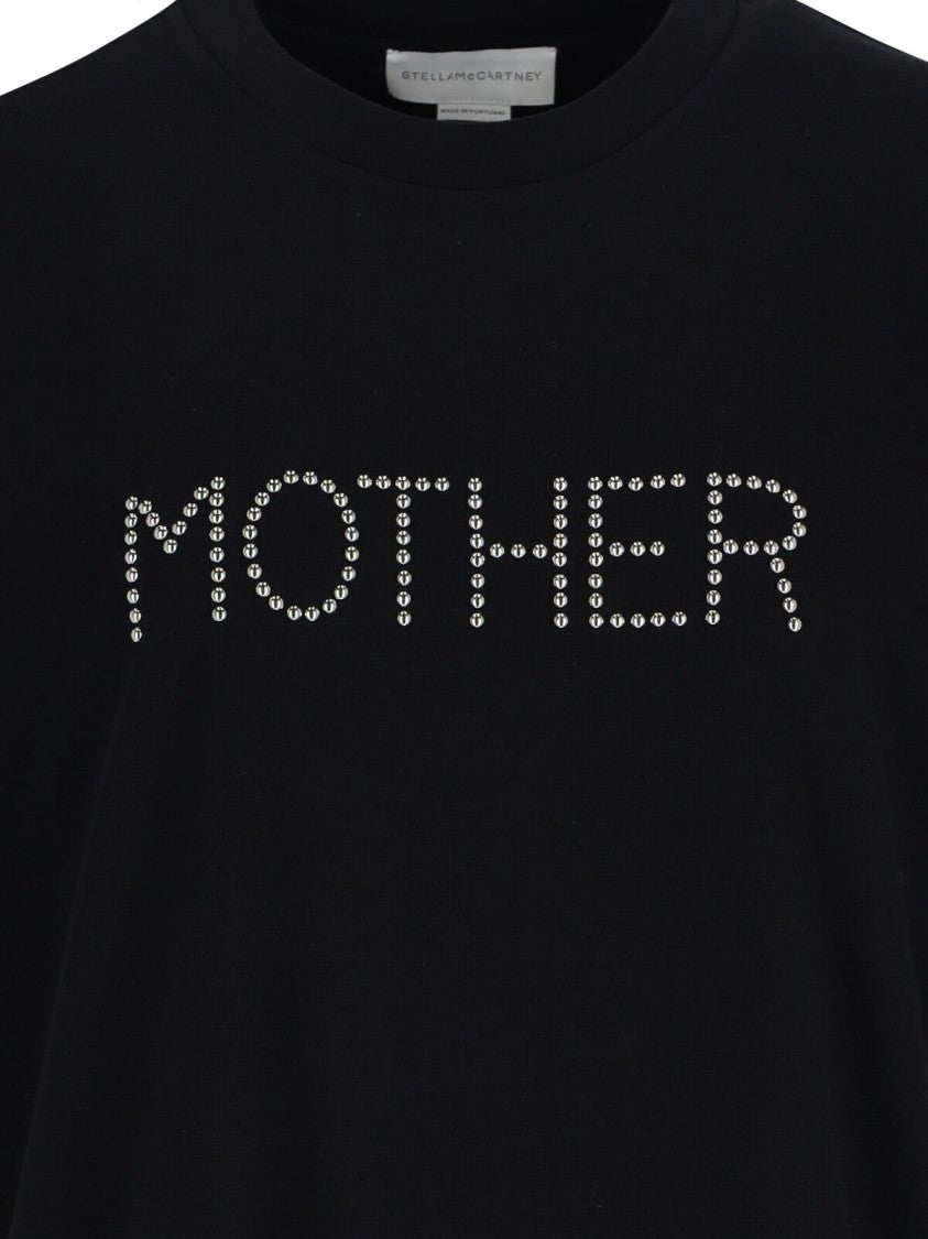 Stella Mccartney "Stella Mccartney" Logo Studs T-Shirt – Black