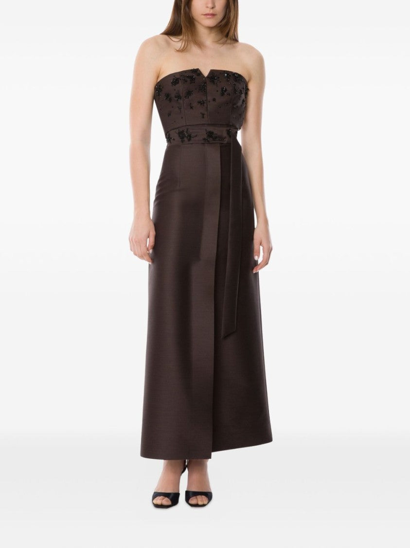 Alberta Ferretti Brown Midi Skirt With High Waist