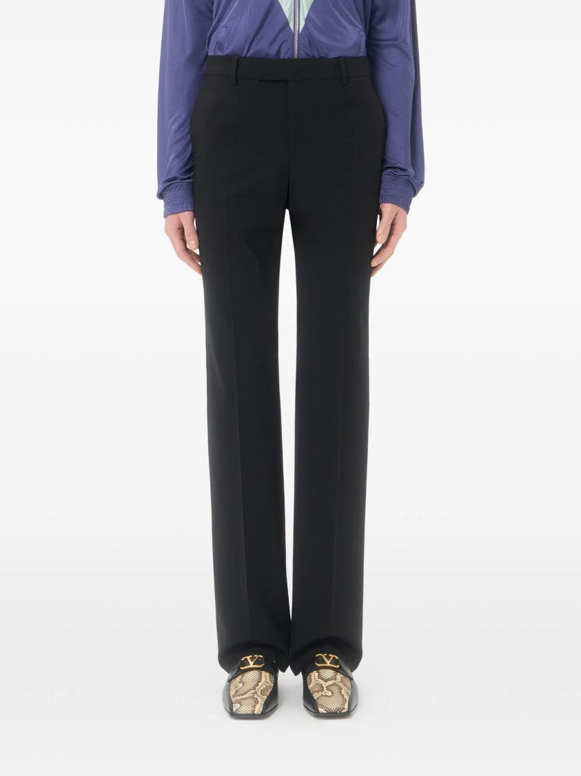 Valentino Black Formalwear Straight-Leg Wool Pants