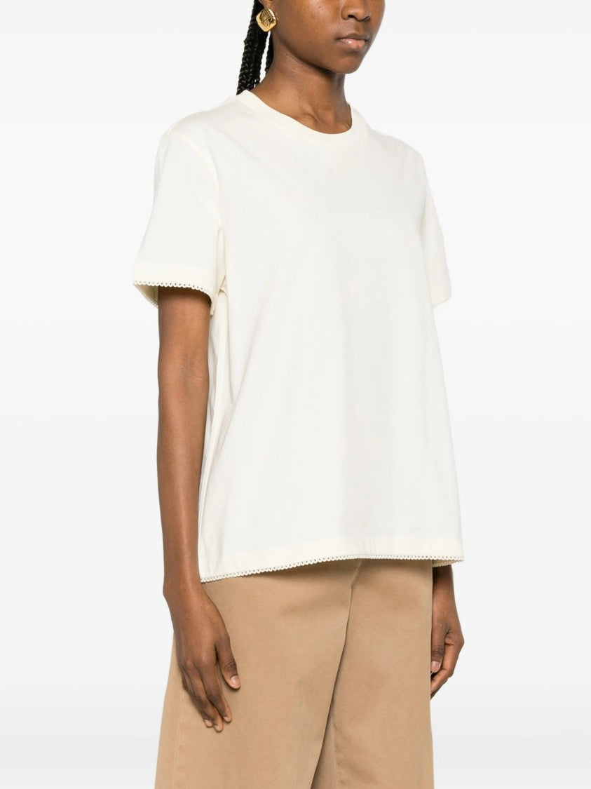 Moncler Black Scalloped Edge Short-Sleeved Top