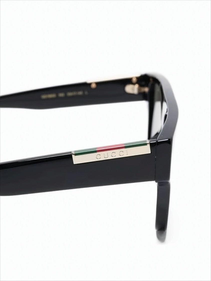 Gucci Rectangular Acetate Sunglasses With Metallic Details