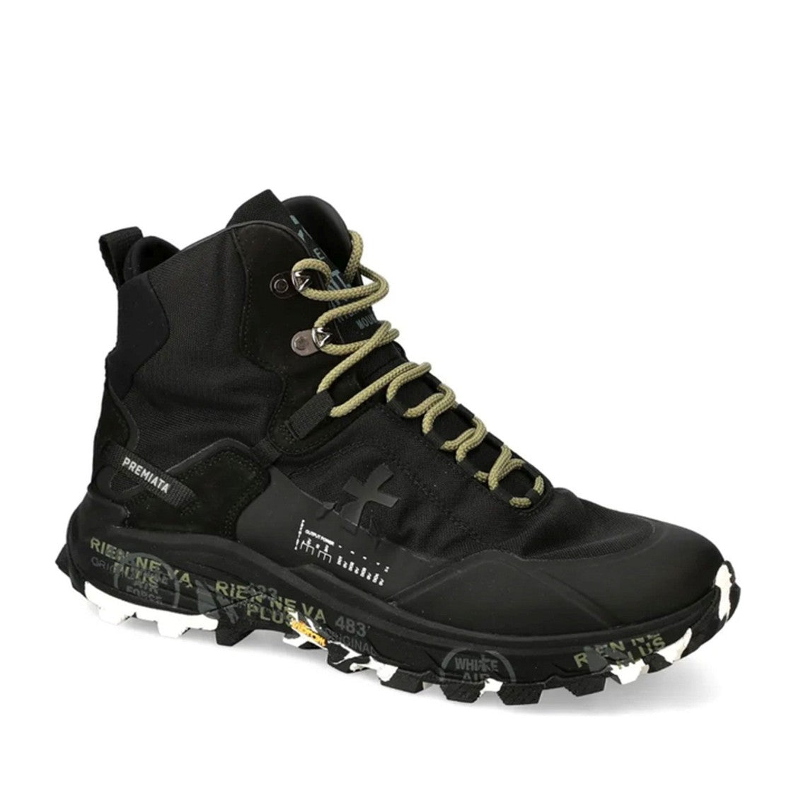 Premiata Black Saint Cro Leather High-Top Sneakers