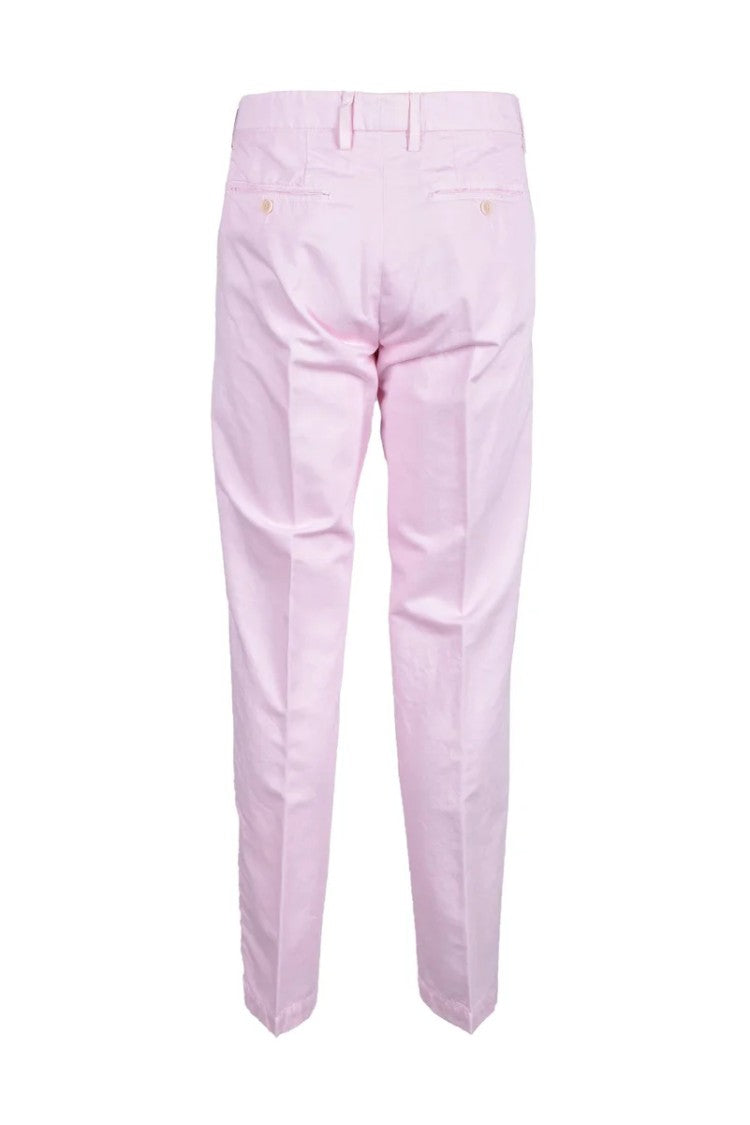 Giampaolo Tailored Pink Trousers With Cotton And Linen Blend