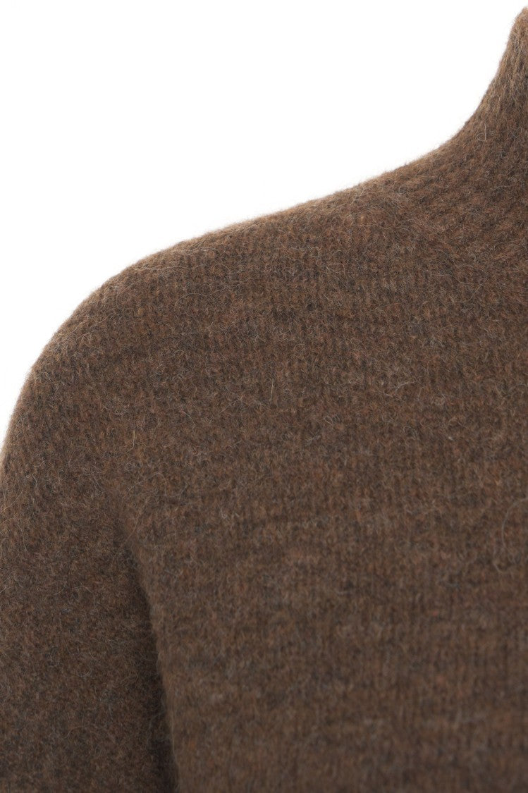 Kaos High-Neck Knit Sweater With Fuzzy Texture